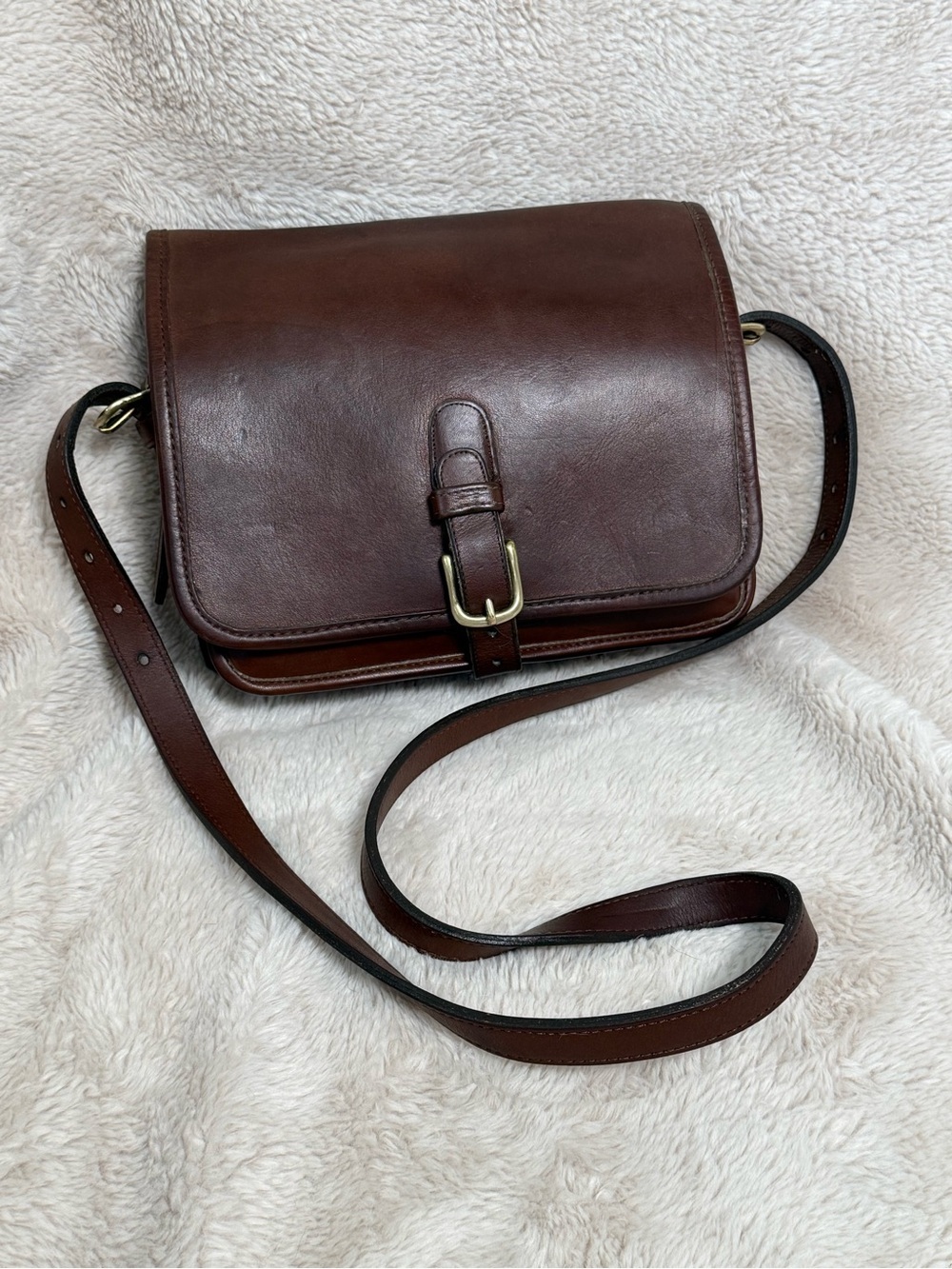 Coach Vintage 1980s NYC Mahogany Saddle Pouch Shoulder Leather Bag